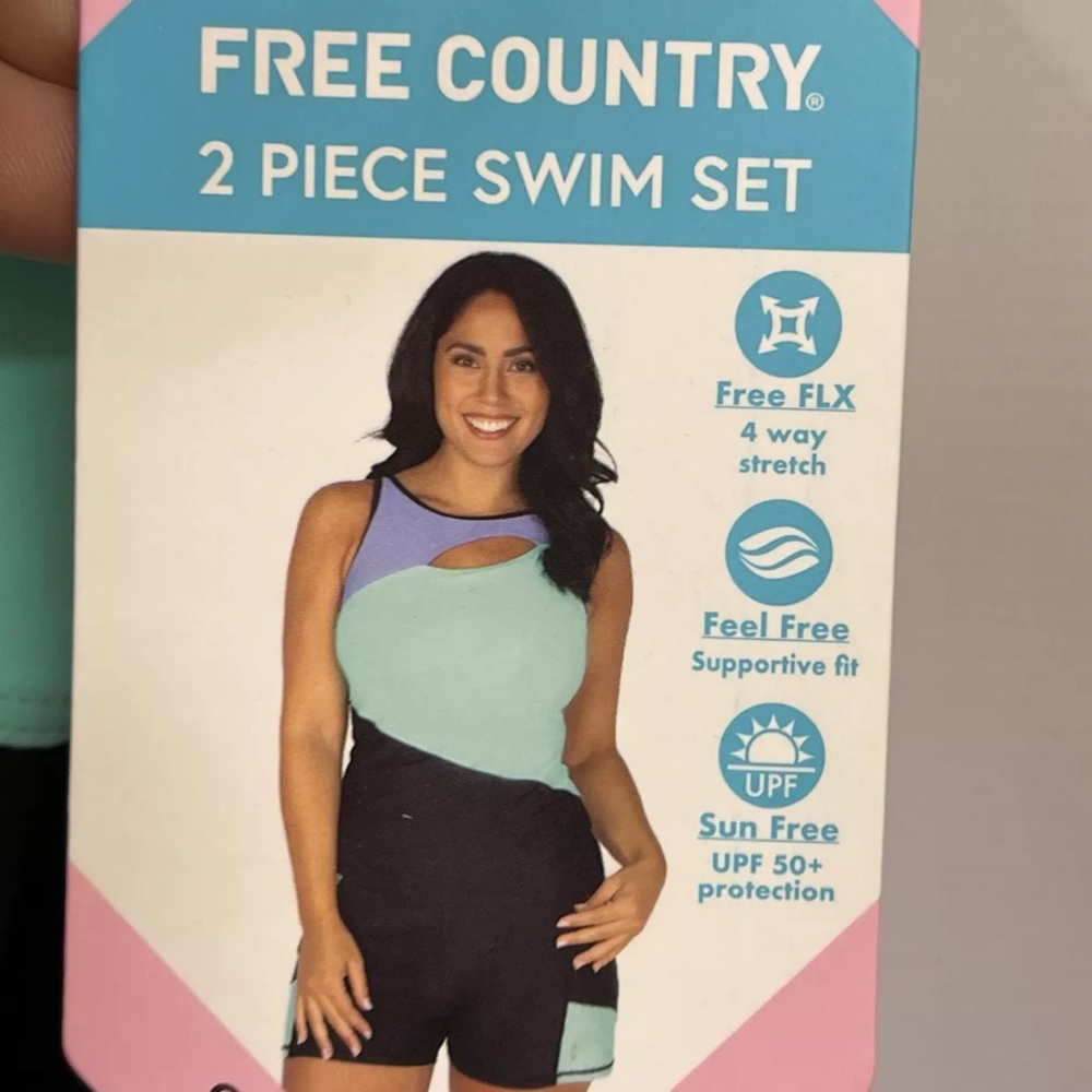 NWT Free Country Women's Swimsuit Tankini Shorts 2 Pc Spearmint Swim Wear Small